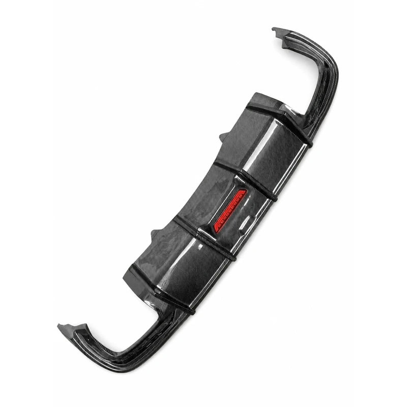 2020-2024 Audi A4 S4 B9.5 S4 Style carbon fiber rear diffuser with quad tailpipes - product shot on white background