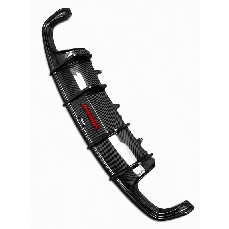 2012-2015 Audi A6 S6 C7 carbon fiber rear diffuser with quad tailpipes - product shot on white background