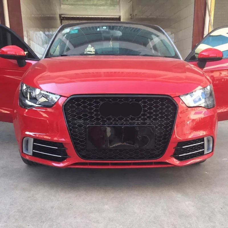 Audi A1 S1 RS1 Style honeycomb grille installed on red car - front view