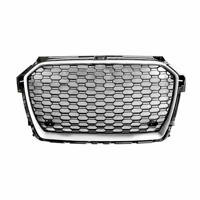 Audi A1 S1 RS1 Style honeycomb grille with silver frame - front view