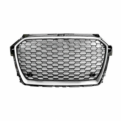 Audi A1 S1 RS1 Style honeycomb grille with silver frame - front view