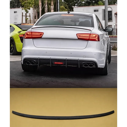 S6 Style carbon fiber trunk spoiler installed view and product photo