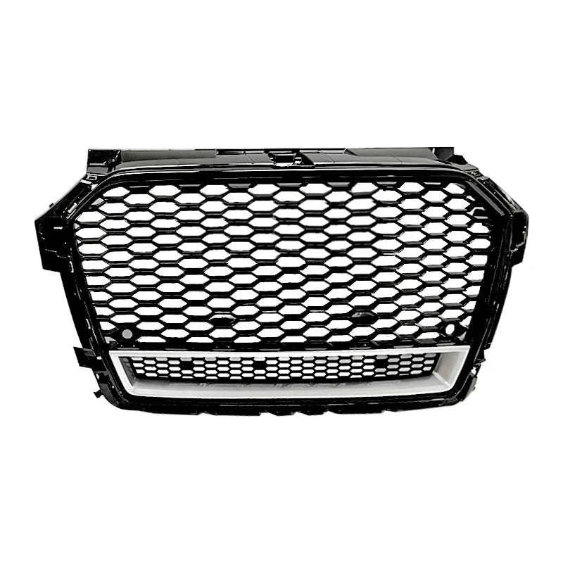 Audi A1 S1 honeycomb grille with silver frame and lower bar - front view