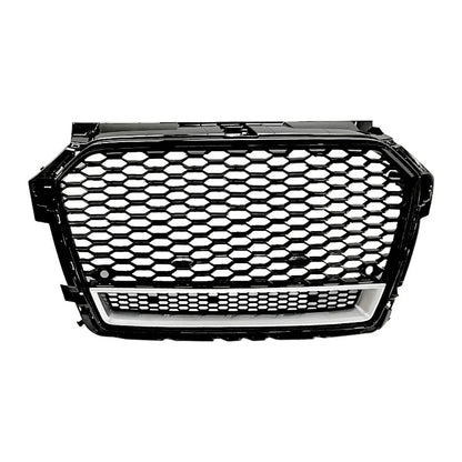Audi A1 S1 honeycomb grille with silver frame and lower bar - front view