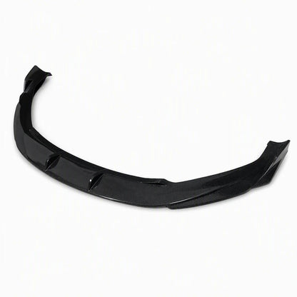 Carbon fiber front lip splitter three-quarter profile view