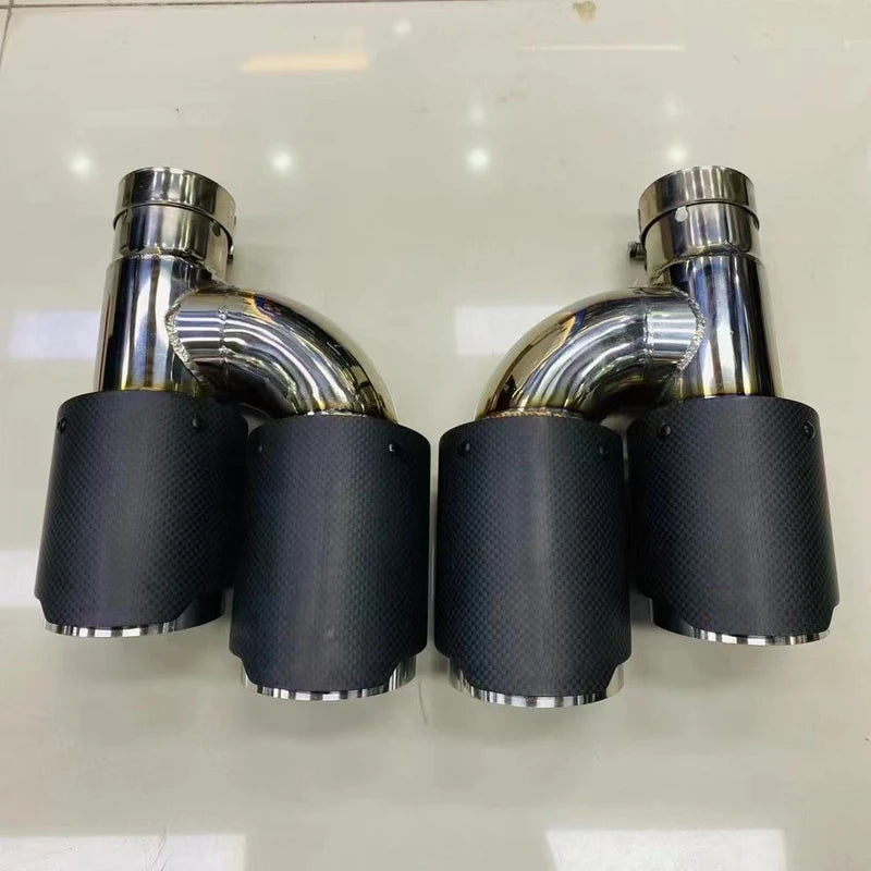 Quad exhaust tailpipes close-up