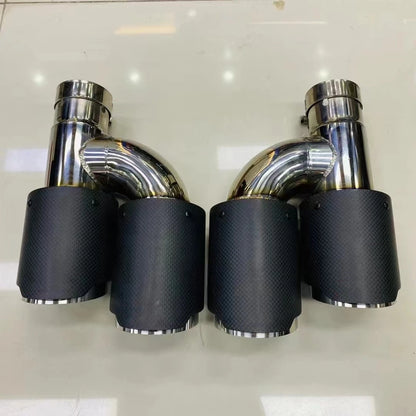 Quad exhaust tailpipes close-up