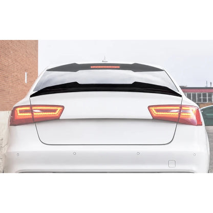 V Style carbon fiber trunk spoiler installed - rear view