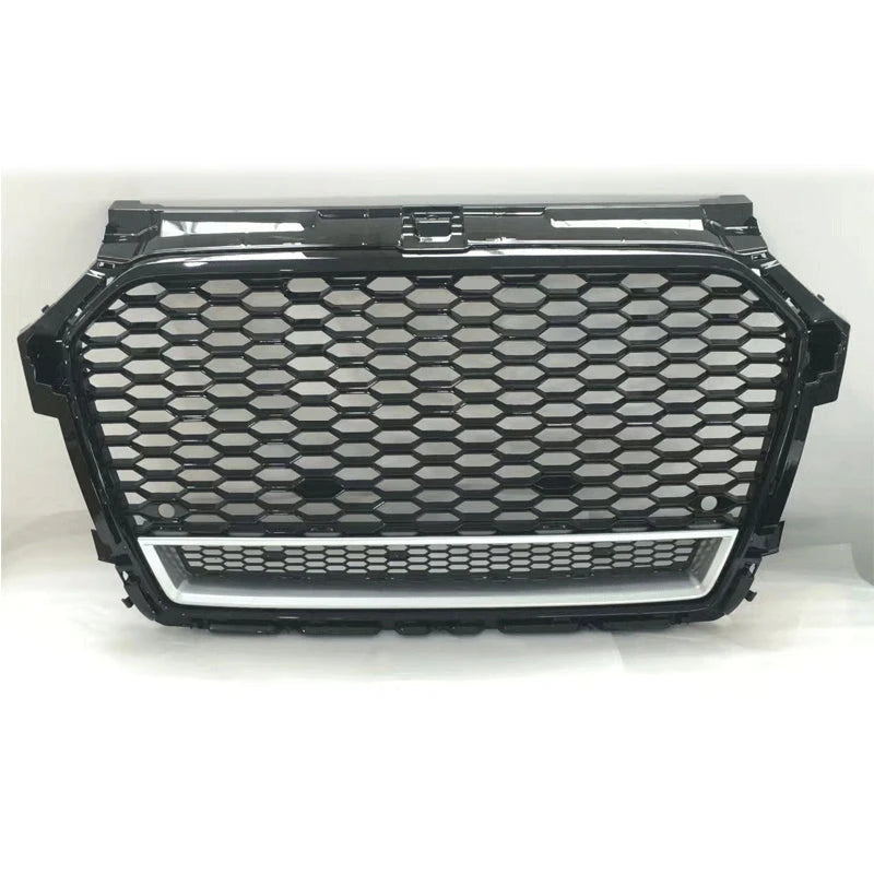 Audi A1 S1 honeycomb grille with black frame and silver bar - front view