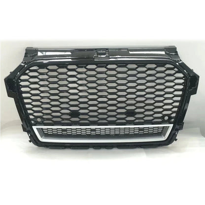 Audi A1 S1 honeycomb grille with black frame and silver bar - front view
