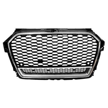 Audi A1 S1 honeycomb grille with silver frame - front view