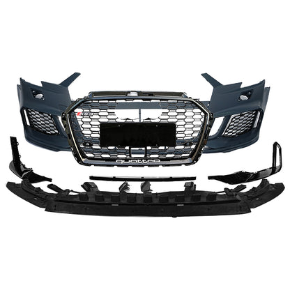 2017-2019 For A3/S3 8V.5 RS3 Style Bumper With ACC Honeycomb Grille Front Lip