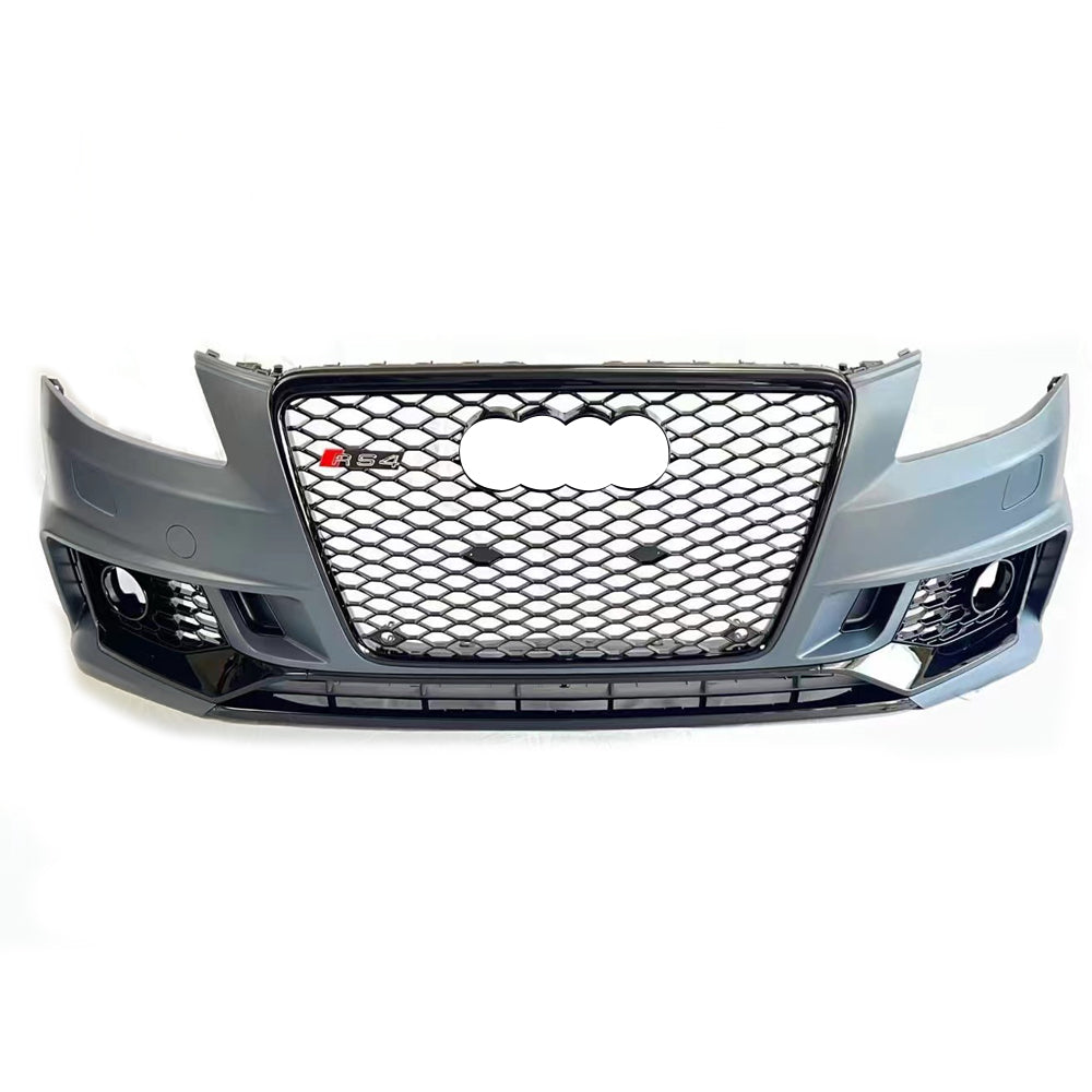 2008-2012 For A4/S4 B8 RS4 Style Front Bumper With Fog Light Grille Honeycomb Grille