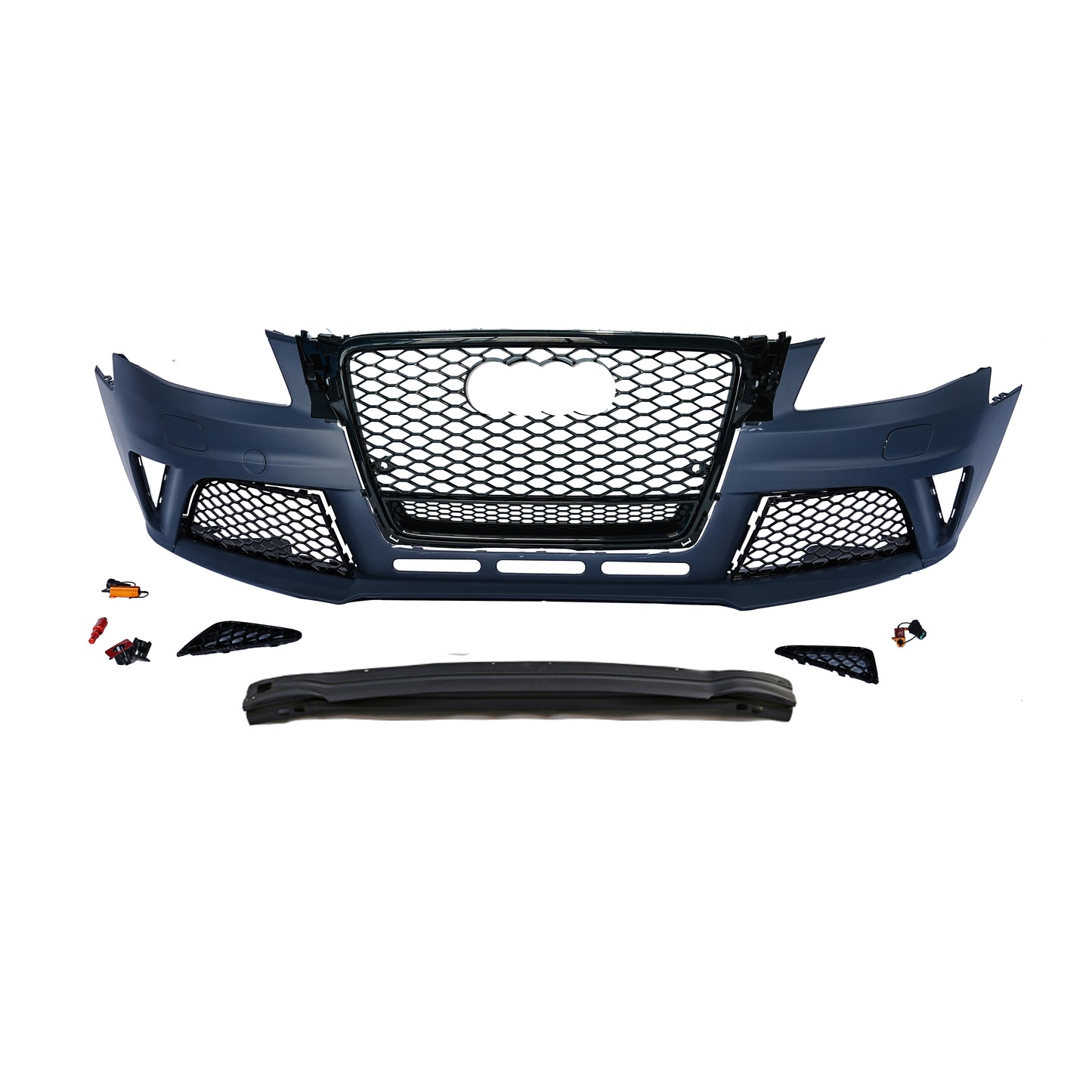 2008-2012 For A4/S4 B8 RS4 Style Front Bumper With Fog Light Grille Honeycomb Grille