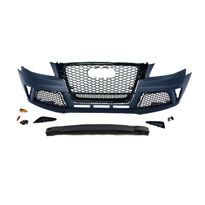 2008-2012 For A4/S4 B8 RS4 Style Front Bumper With Fog Light Grille Honeycomb Grille
