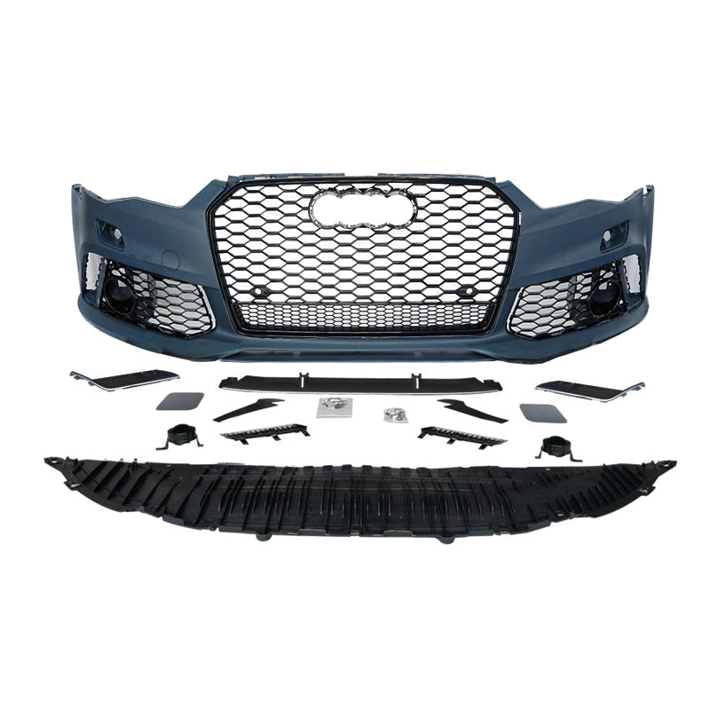 2016-2018 For A6/S6 C7.5 RS6 Style Bumper With Honeycomb Grille Front Lip Splitter