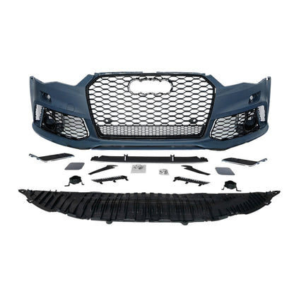 2016-2018 For A6/S6 C7.5 RS6 Style Bumper With Honeycomb Grille Front Lip Splitter