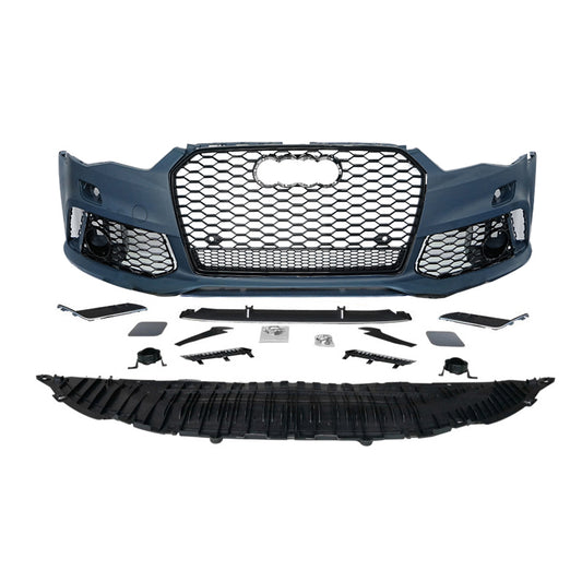 2016-2018 Audi RS6 Front Bumper For A6/S6 C7.5 Body Kits With Honeycomb Grille Front Lip Splitter | RS6 Bumper