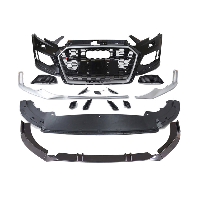2017-2019 For A3/S3 8V.5 RS3 Style Bumper With ACC Honeycomb Grille Front Lip