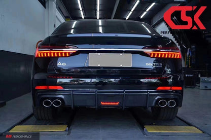 2019-2025  For Audi A6 S6 C8 C8.5 C8 PA Carbon Fiber Rear Diffuser With Tailpipe