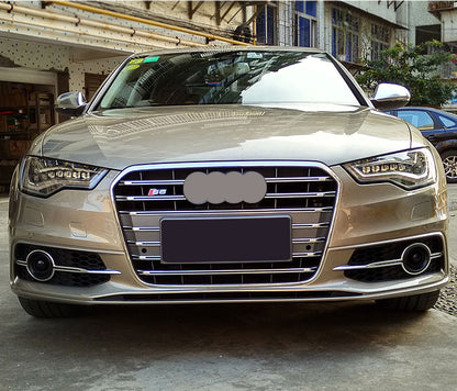 2012-2015 For Audi A6 S6 C7 Front Bumper Down Grille Honeycomb Style S Line Fog Light Grilles