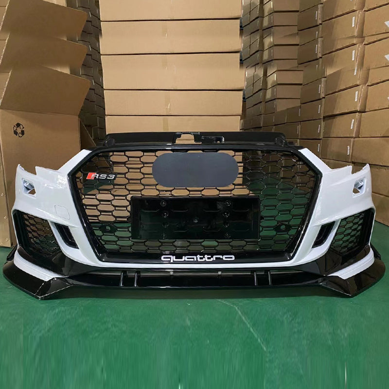 2017-2019 For A3/S3 8V.5 RS3 Style Bumper With ACC Honeycomb Grille Front Lip