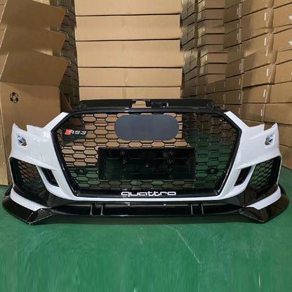 2017-2019 For A3/S3 8V.5 RS3 Style Bumper With ACC Honeycomb Grille Front Lip