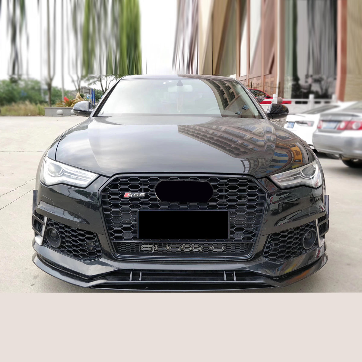 2016-2018 For A6/S6 C7.5 RS6 Style Bumper With Honeycomb Grille Front Lip Splitter