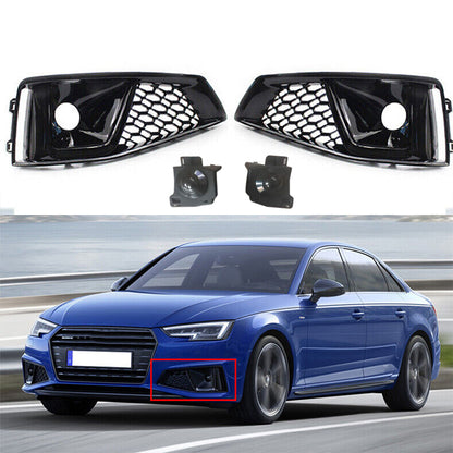 2019 For Audi A4 S4 B9 Front Bumper Down Grille Honeycomb Style S line Fog Light Grilles