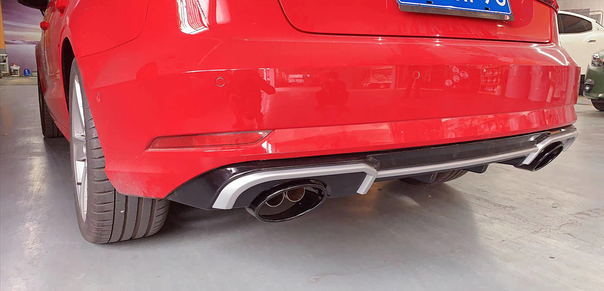 2017-2019 For Audi A3 S3 8V.5 Non S-line rear diffuser and large dual tailpipe