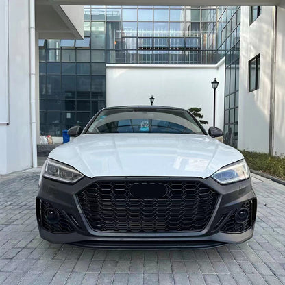 2017-2019 For A5/S5 B9 Upgrade To B9.5 Style Body Kits With ACC Fog Light Grille Honeycomb Grille Front Lip Splitter | RS5 Bumper