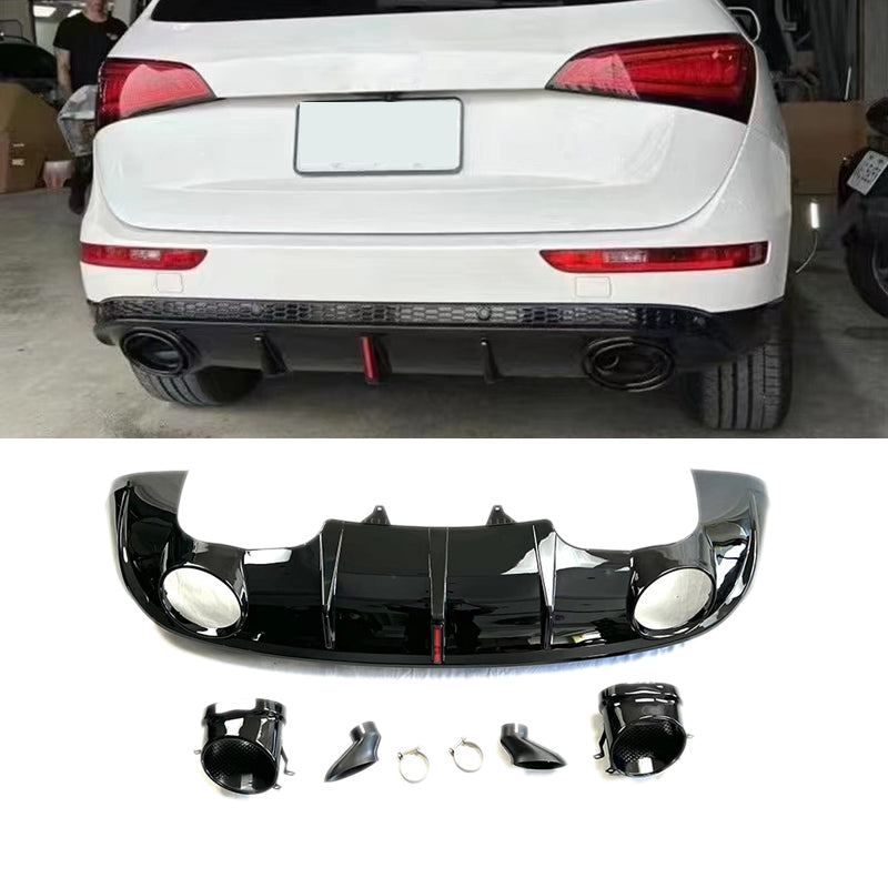 2008-2017 For Audi Q5 SQ5 8R 8R.5/B8 B8.5 RSQ5 Style Non-S line Rear Diffuser With Large Dual Tailpipe