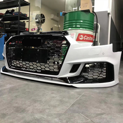 2017-2019 For A3/S3 8V.5 RS3 Style Bumper With ACC Honeycomb Grille Front Lip