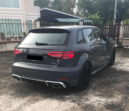 2017-2019 For Audi A3 S3 8V.5 S line rear diffuser and large dual tailpipe