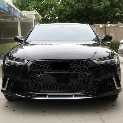 2016-2018 For A6/S6 C7.5 RS6 Style Bumper With Honeycomb Grille Front Lip Splitter