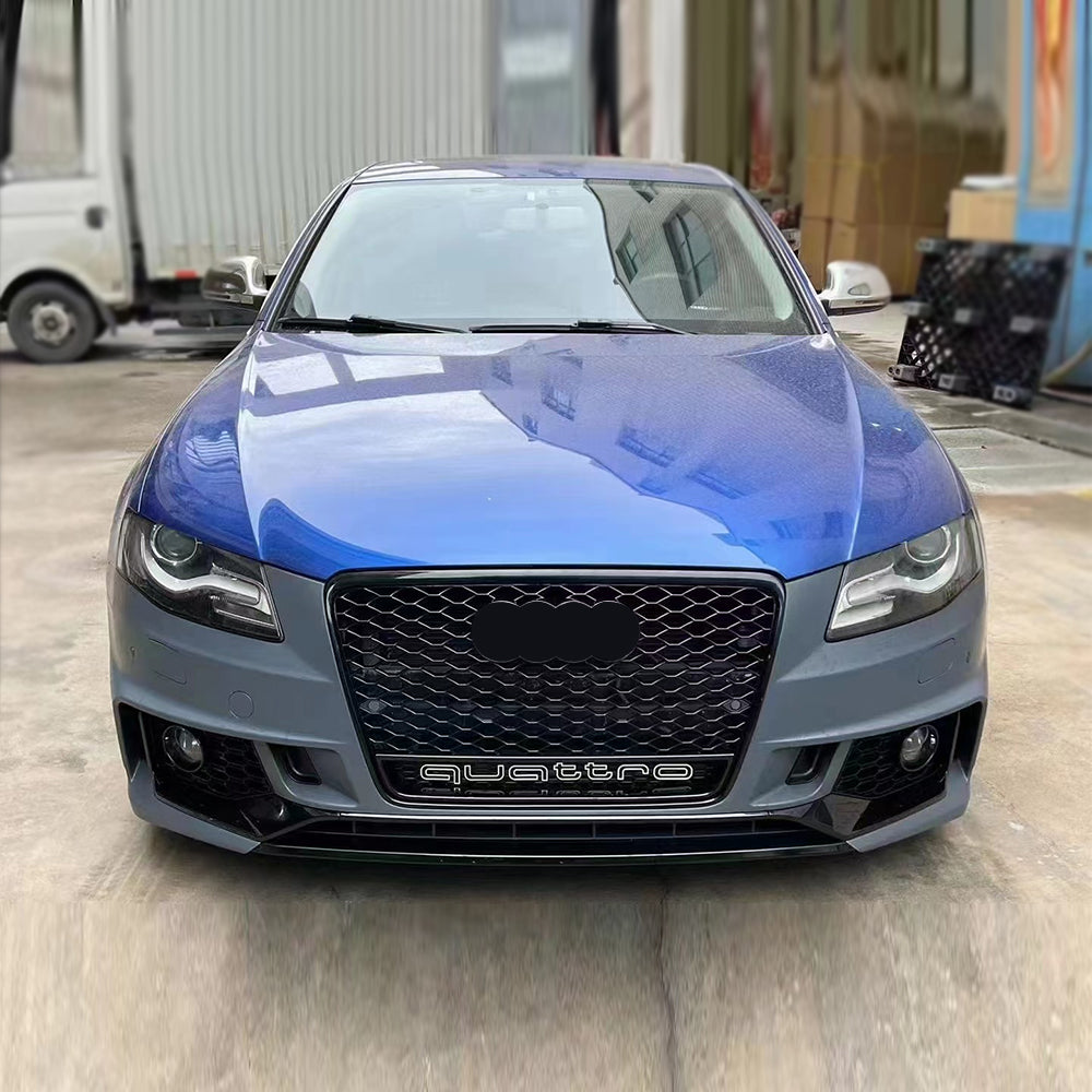 2008-2012 For A4/S4 B8 RS4 Style Front Bumper With Fog Light Grille Honeycomb Grille