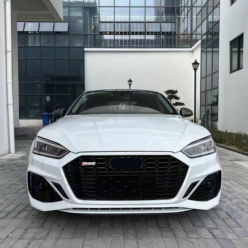 2017-2019 For A5/S5 B9 Upgrade To B9.5 Style Body Kits With ACC Fog Light Grille Honeycomb Grille Front Lip Splitter | RS5 Bumper