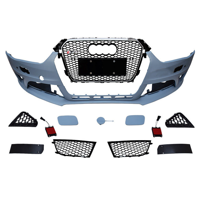 2013-2016 For A4/S4 B8.5 RS4 Style Front Bumper WithFog Light Grille Honeycomb Grille