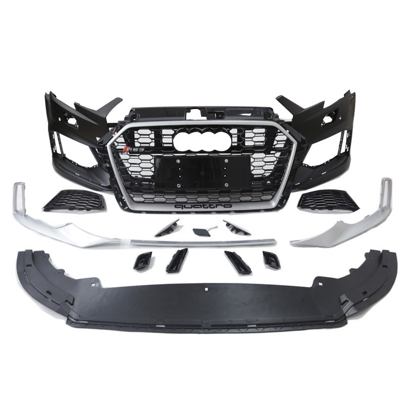 2017-2019 For A3/S3 8V.5 RS3 Style Bumper With ACC Honeycomb Grille Front Lip