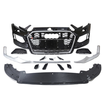 2017-2019 For A3/S3 8V.5 RS3 Style Bumper With ACC Honeycomb Grille Front Lip