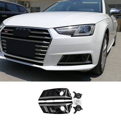 2017-2019 For Audi A4 S4 B9 Front Bumper Down Grille Honeycomb Style Non S line Fog Light Grilles