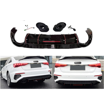 2020-2024 For Audi A3 S3 8Y S line rear diffuser and large dual tailpipe