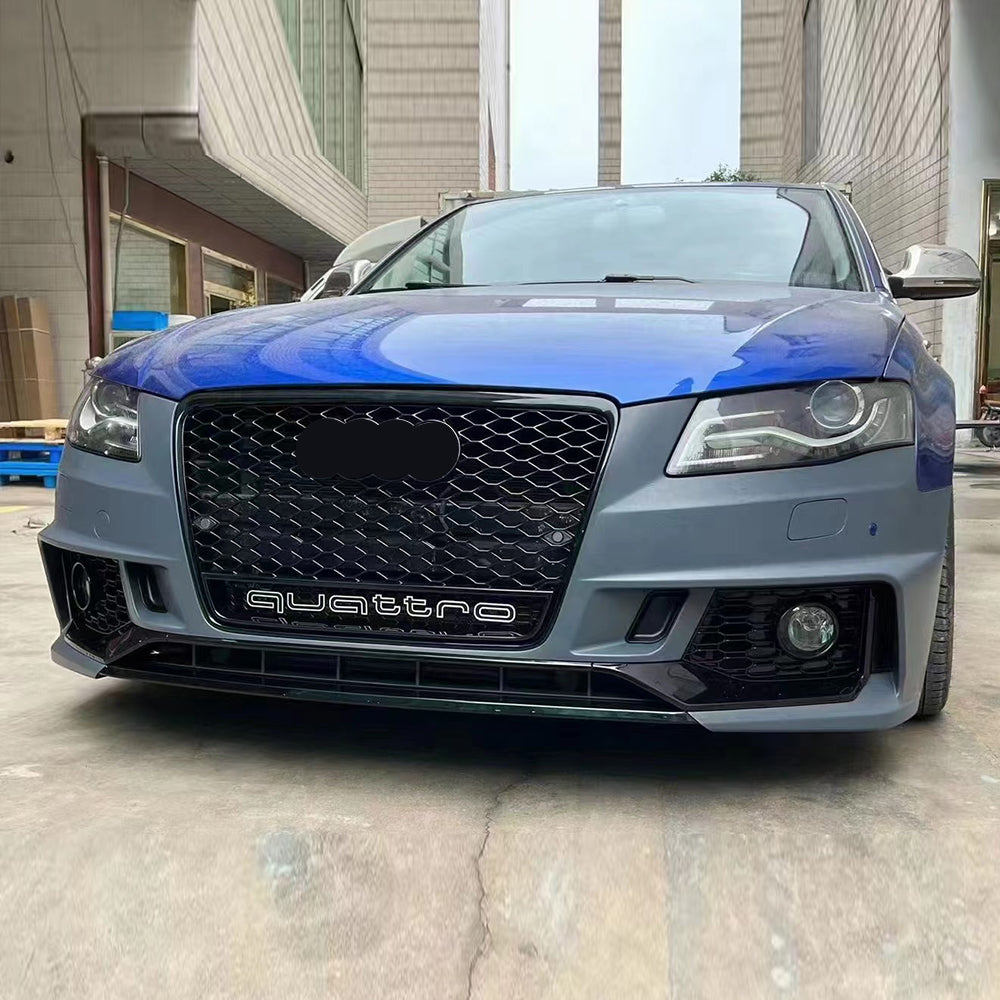2008-2012 For A4/S4 B8 RS4 Style Front Bumper With Fog Light Grille Honeycomb Grille