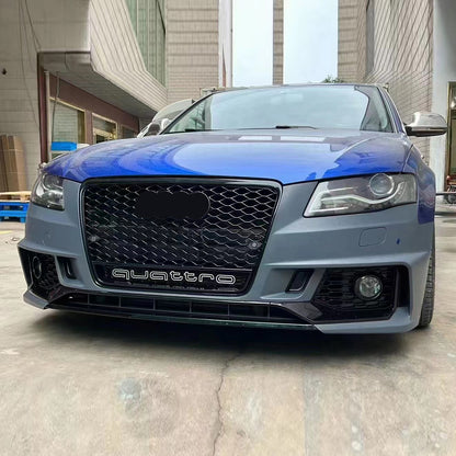2008-2012 For A4/S4 B8 RS4 Style Front Bumper With Fog Light Grille Honeycomb Grille