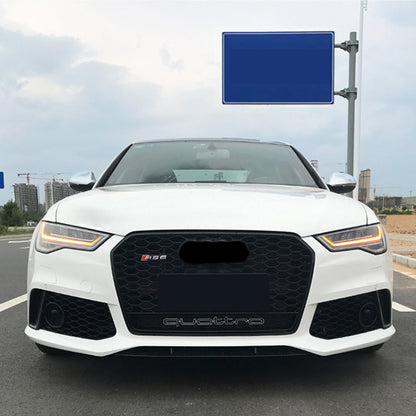 2016-2018 For A6/S6 C7.5 RS6 Style Bumper With Honeycomb Grille Front Lip Splitter