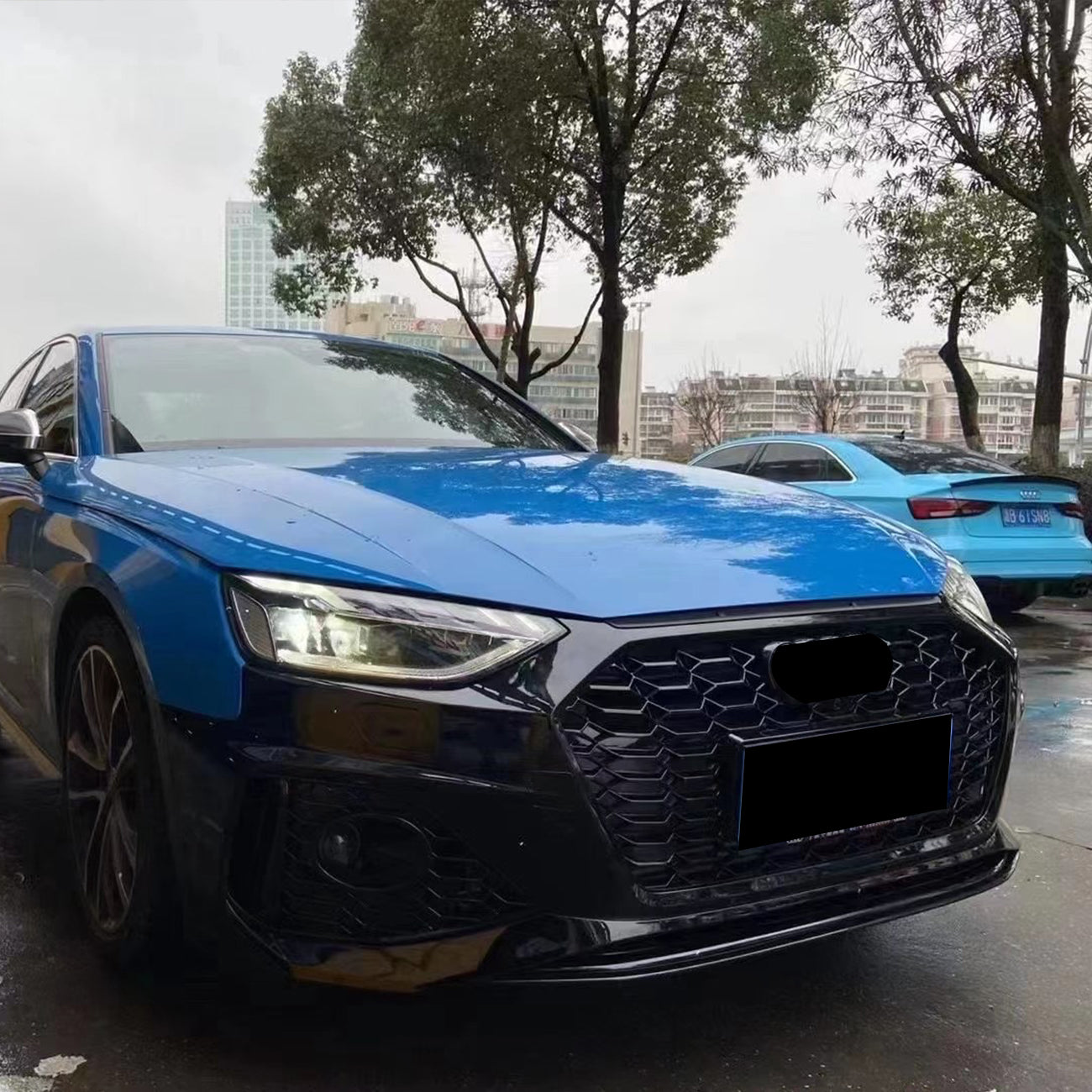 2020-2024 For A4/S4 B9.5 Body Kits With ACC Fog Light Grill Bumper Down Grille Honeycomb Grille Front Lip Splitter | RS4 Front Bumper