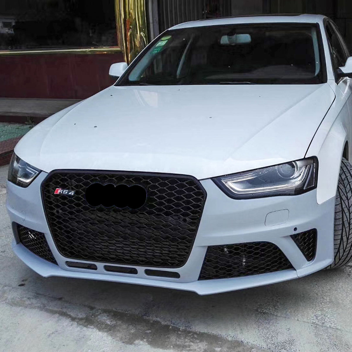 2013-2016 For A4/S4 B8.5 RS4 Style Front Bumper WithFog Light Grille Honeycomb Grille
