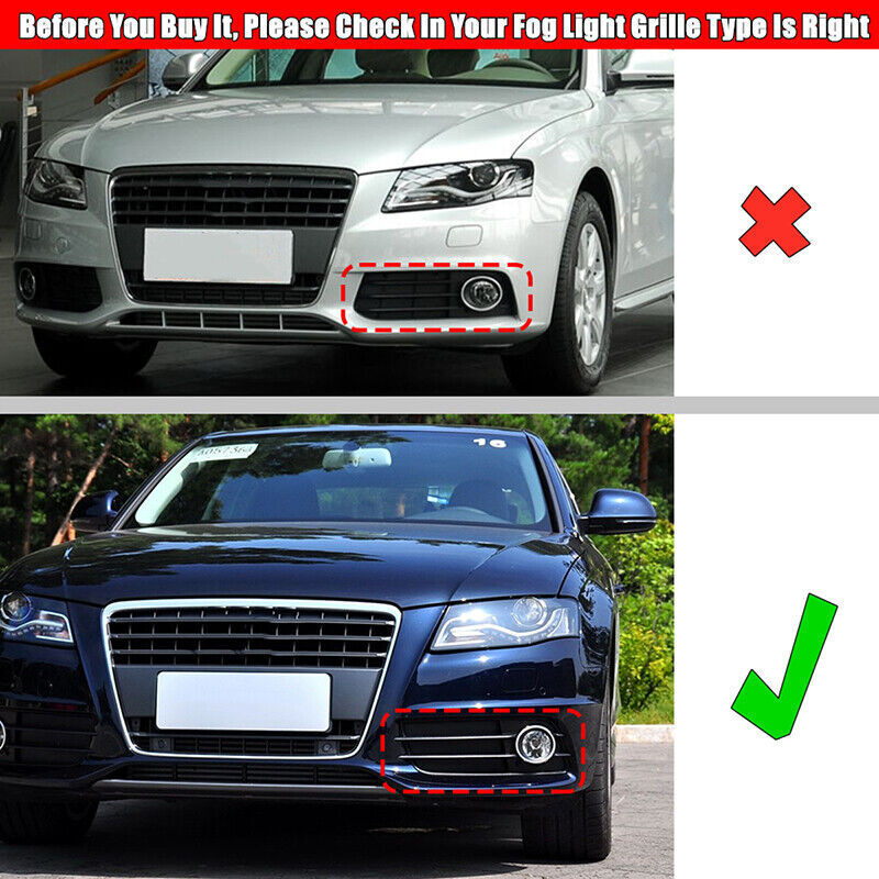 2008-2012 For Audi A4 S4 B8 Front Bumper Down Grille Honeycomb Style S line Fog Light Grilles