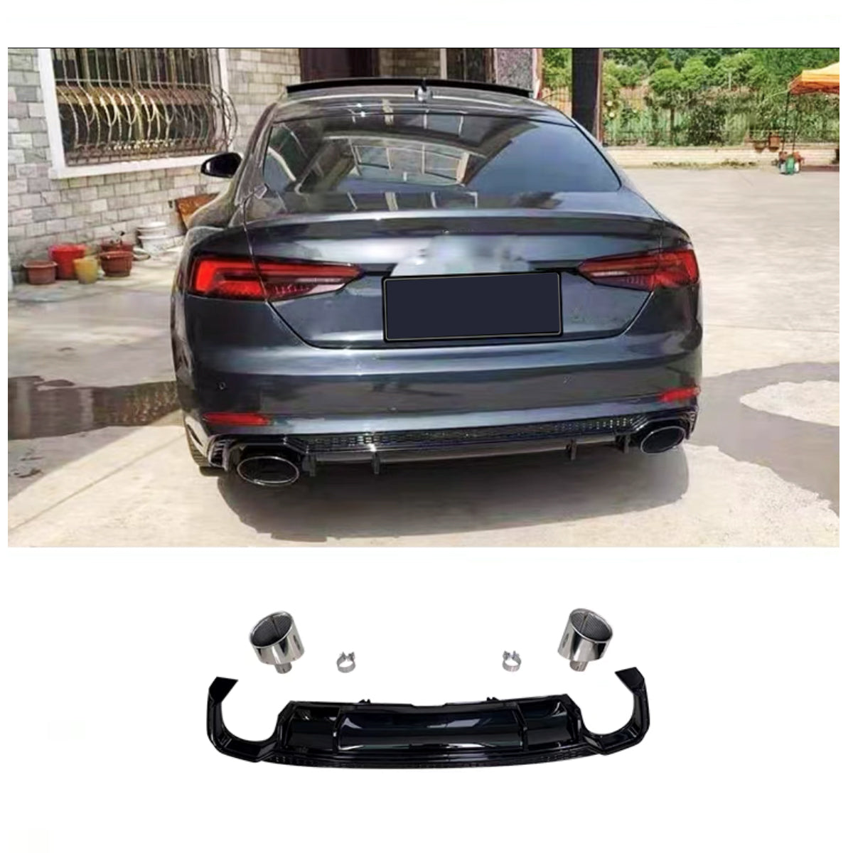 2017-2019 For Audi A5 S5 B9 Audi RS5 S5 Style A5 diffuser with tailpipe