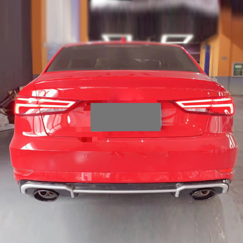 2017-2019 For Audi A3 S3 8V.5 Non S-line rear diffuser and large dual tailpipe